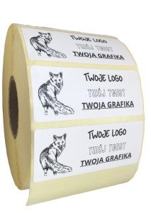 NAKLEJKI Z LOGO - etykiety prostokątne 70x30mm (czarny nadruk)
