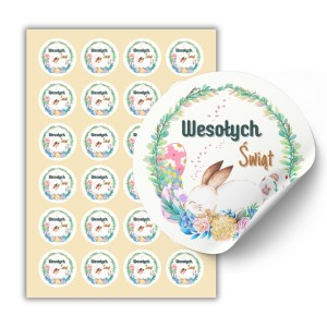 Naklejki Wielkanocne „Wesołych Świąt” z Króliczkiem - Dekoracyjne Naklejki na Wielkanoc