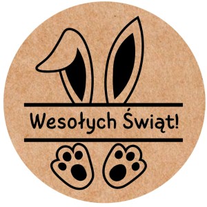 EKO KRAFT Naklejki Wielkanocne „Wesołych Świąt” – kraftowe etykiety na prezenty i paczki