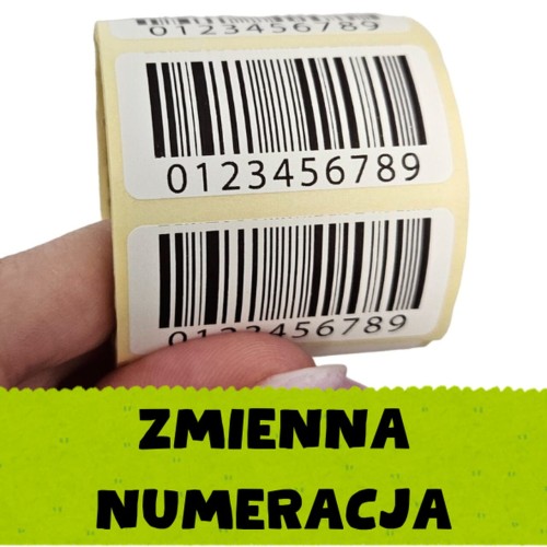 Etykiety z kodem kreskowym 40x20mm - zmienna numeracja
