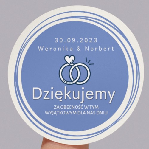 Niebieskie naklejki ślubne - Dziękujemy za obecność w tym wyjątkowym dla nas dniu.jpg