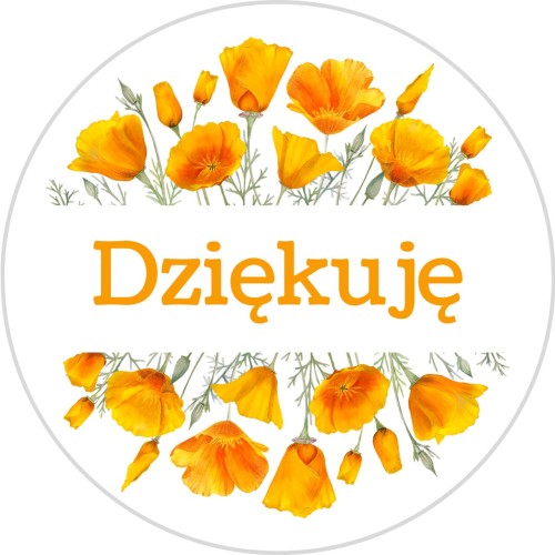 Naklejki ozdobne z napisem DZIĘKUJĘ - Arkusz A4