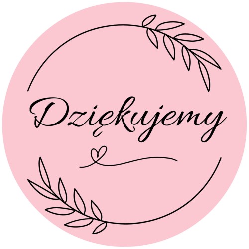 małe RÓŻOWE NAKLEJKI Dziękujemy - 3cm - podziękowanie dla klientów i gości .jpg