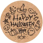 Naklejki kraftowe Halloween 4cm – dynia, duch, pająk, czarownica