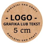TWOJE WŁASNE LOGO - NAKLEJKI 5CM - EKO KRAFT  (czarny nadruk)