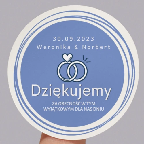 Niebieskie naklejki ślubne - Dziękujemy za obecność w tym wyjątkowym dla nas dniu.jpg