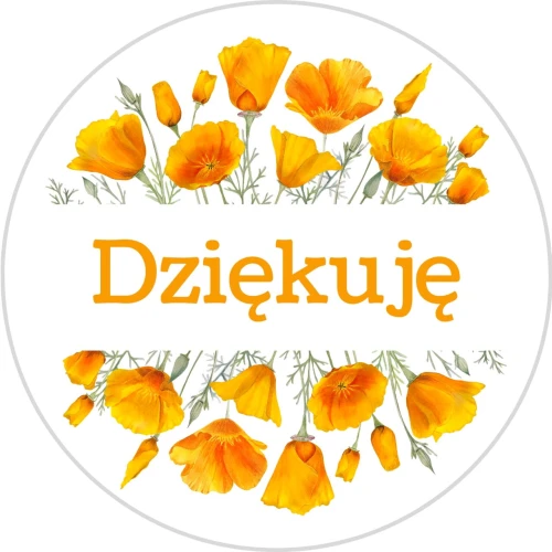 Naklejki ozdobne z napisem DZIĘKUJĘ - Arkusz A4