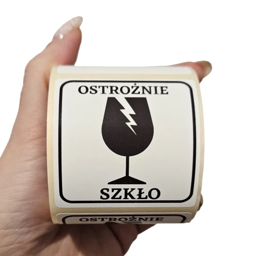 Etykiety ostrzegawcze - OSTROŻNIE SZKŁO - naklejki na rolce.jpg