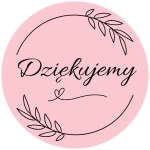 małe RÓŻOWE NAKLEJKI Dziękujemy - 3cm - podziękowanie dla klientów i gości