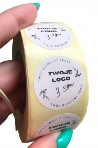 TWOJE WŁASNE LOGO  - Naklejki 3cm (czarny nadruk)