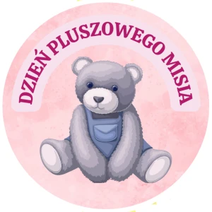 Naklejki DZIEŃ PLUSZOWEGO MISIA - różowe tło