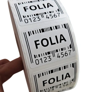  Naklejki FOLIOWE - etykiety 40x30mm (czarny nadruk) - TWOJE LOGO lub tekst