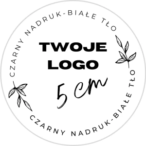 TWOJE WŁASNE LOGO - Naklejki 5cm (czarny nadruk)