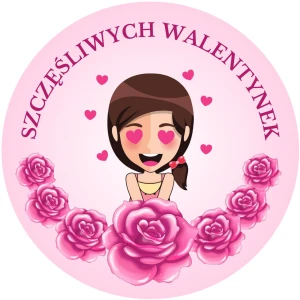 SZCZĘŚLIWYCH WALENTYNEK - Okrągłe naklejki na Walentynki