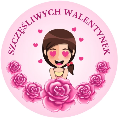 SZCZĘŚLIWYCH WALENTYNEK - Okrągłe naklejki na Walentynki