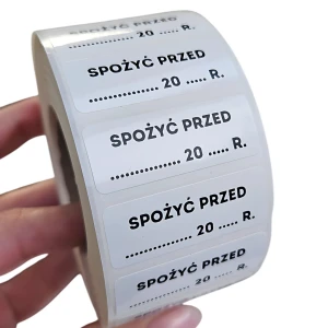 SPOŻYĆ PRZED - Naklejki FOLIOWE Food Safety - etykiety 40x15mm - 200szt