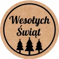 Naklejki WESOŁYCH ŚWIĄT - Papier EKO KRAFT - choinki - etykiety 5cm.jpg