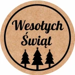  Naklejki WESOŁYCH ŚWIĄT - Papier EKO KRAFT - choinki - etykiety 5cm