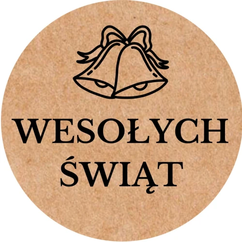 Naklejki WESOŁYCH ŚWIĄT z dzwoneczkami - Papier EKO KRAFT - etykiety 5cm.jpg