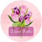 Naklejki DZIEŃ BABCI - Etykiety na prezenty i laurki - tulipany