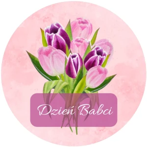 Naklejki DZIEŃ BABCI - Etykiety na prezenty i laurki - tulipany