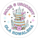 NAKLEJKI urodzinowe dla dziewczynki z imieniem i  nazwiskiem - URODZINY dziecka