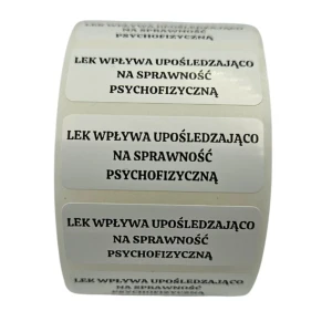 Etykiety Foliowe - Lek wpływa upośledzająco na sprawność psychofizyczną - Naklejki 40x15mm