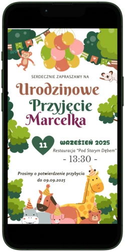 E-ZAPROSZENIE elektroniczne na URODZINY chłopca - przyjęcie urodzinowe dziecka SAFARI.jpg