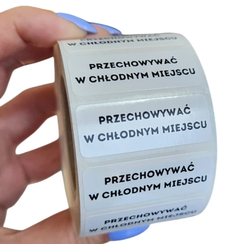 Naklejki PRZECHOWYWAĆ W CHŁODNYM MIEJSCU - foliowe etykiety 40x15mm.jpg