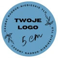 TWOJE WŁASNE LOGO - Naklejki 5cm (czarny nadruk) - niebieskie tło.jpg