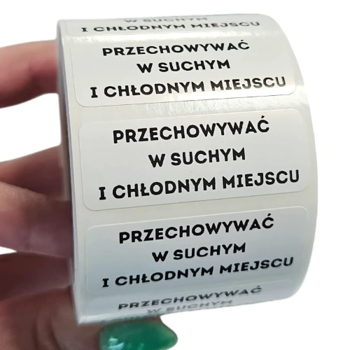 PRZECHOWYWAĆ W SUCHYM I CHŁODNYM MIEJSCU naklejki - foliowe etykiety 40x15mm.jpg