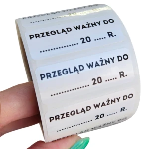 Etykiety PRZEGLĄD WAŻNY DO - Naklejki foliowe 40x15mm