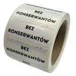 Etykiety informacyjne - BEZ KONSERWANTÓW - Naklejki foliowe 40x15mm