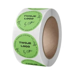 TWOJE WŁASNE LOGO - Naklejki 5cm (czarny nadruk) - zielone tło