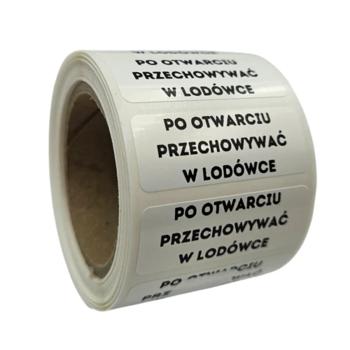 Naklejki z napisem PO OTWARCIU PRZECHOWYWAĆ W LODÓWCE - Etykiety foliowe 40x15mm.jpg