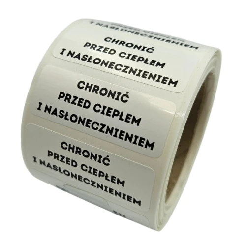 Naklejki z napisem CHRONIĆ PRZED CIEPŁEM I NASŁONECZNIENIEM - Etykiety foliowe 40x15mm.jpg