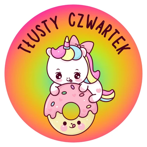 Naklejki TŁUSTY CZWARTEK - Jednorożec z Donutem .jpg