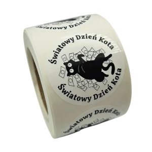 Naklejki na ŚWIATOWY DZIEŃ KOTA - foliowe etykiety 4cm