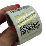 ZŁOTY KOD QR - Kwadratowe naklejki 3x3 cm - Złocone Etykiety Foliowe