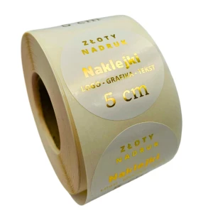 ZŁOTY NADRUK 5cm - ZŁOCONE Złote naklejki foliowe z logo