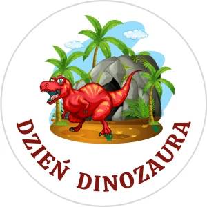 Naklejki „DZIEŃ DINOZAURA” – kolorowe etykiety dla dzieci, szkoły i przedszkola