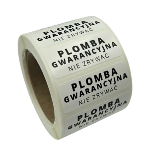 PLOMBA GWARANCYJNA nie zrywać - etykiety 40x15mm - naklejki, plomby