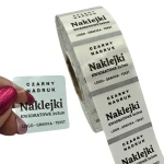  Naklejki Z LOGO przezroczyste, bezbarwne, transparentne - Etykiety kwadratowe 3x3cm (czarny nadruk)