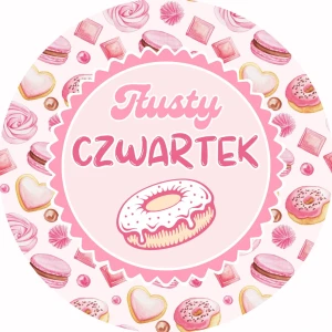 TŁUSTY CZWARTEK – Różowe naklejki z Pączkiem –  Etykiety Okolicznościowe