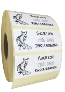 NAKLEJKI Z LOGO - etykiety prostokątne 70x30mm (czarny nadruk)