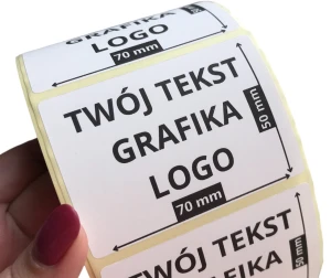 NAKLEJKI Z LOGO - etykiety 70x50mm (czarny nadruk)