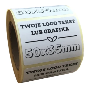 NAKLEJKI Z LOGO - Etykiety 50X35mm (czarny nadruk)