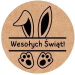 EKO KRAFT Naklejki Wielkanocne „Wesołych Świąt” – kraftowe etykiety na prezenty i paczki